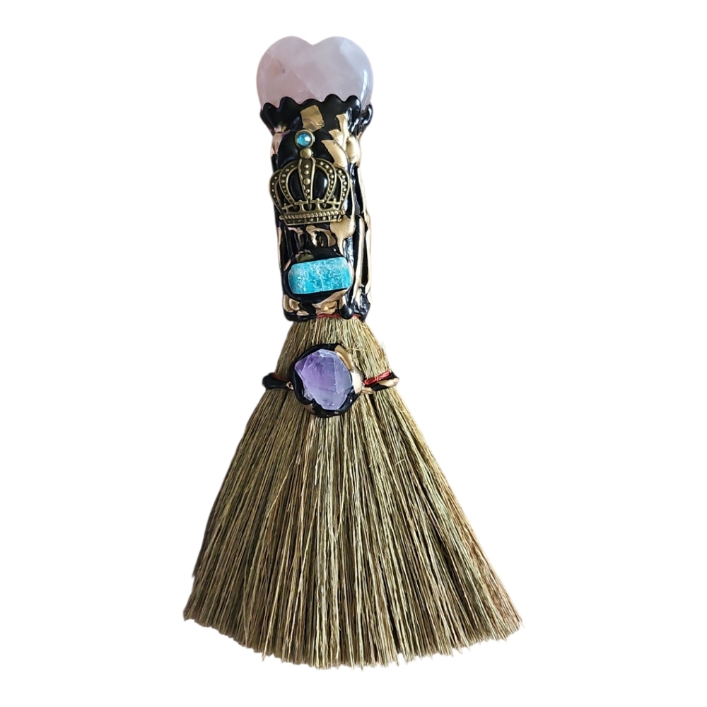 Rose Quartz Alter  Broom, Bell Wreath, and Sage Bundle Set - Picture 3 of 7